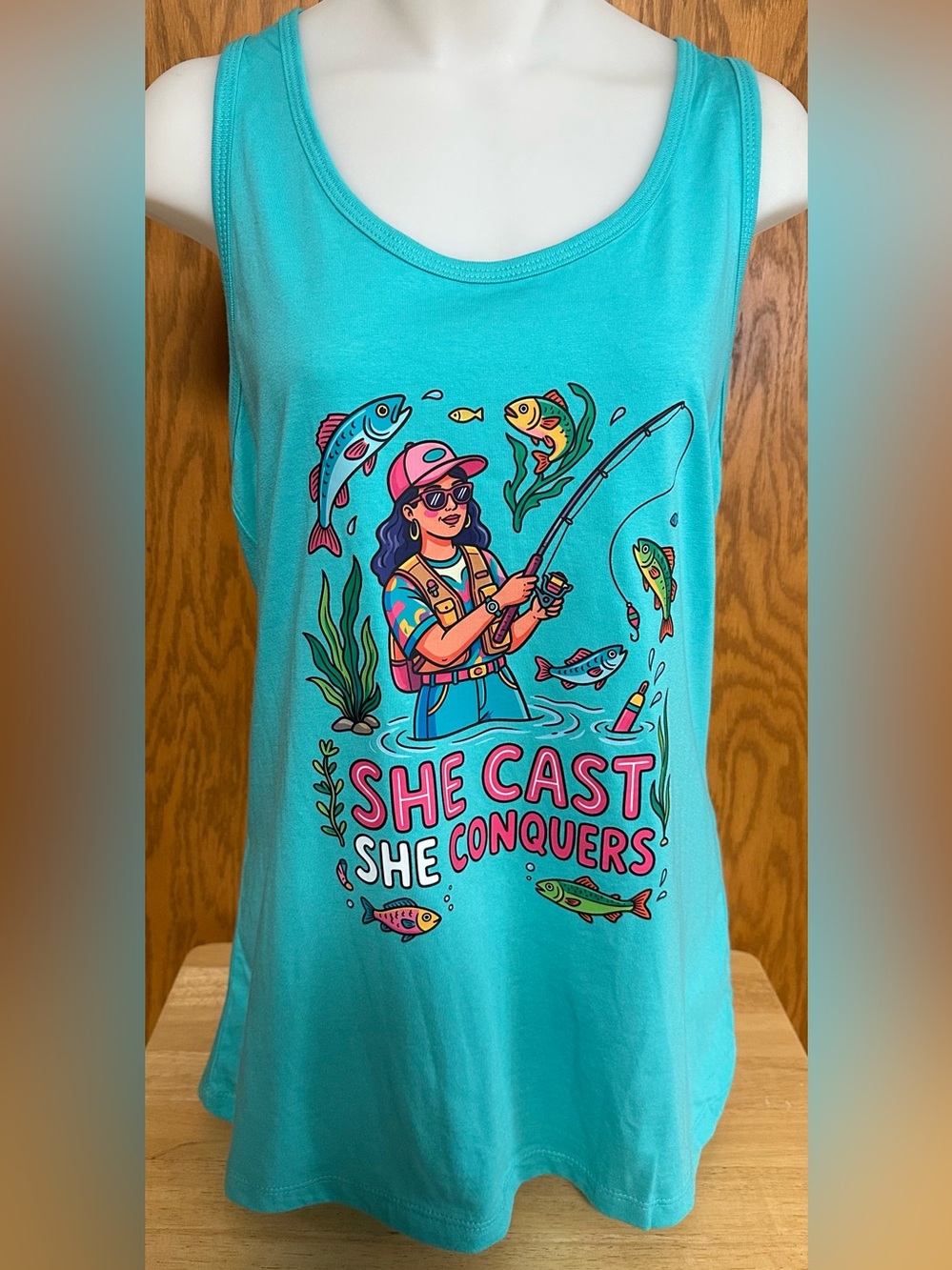 Fishing Graphic Racer Back Tank Top - NIP